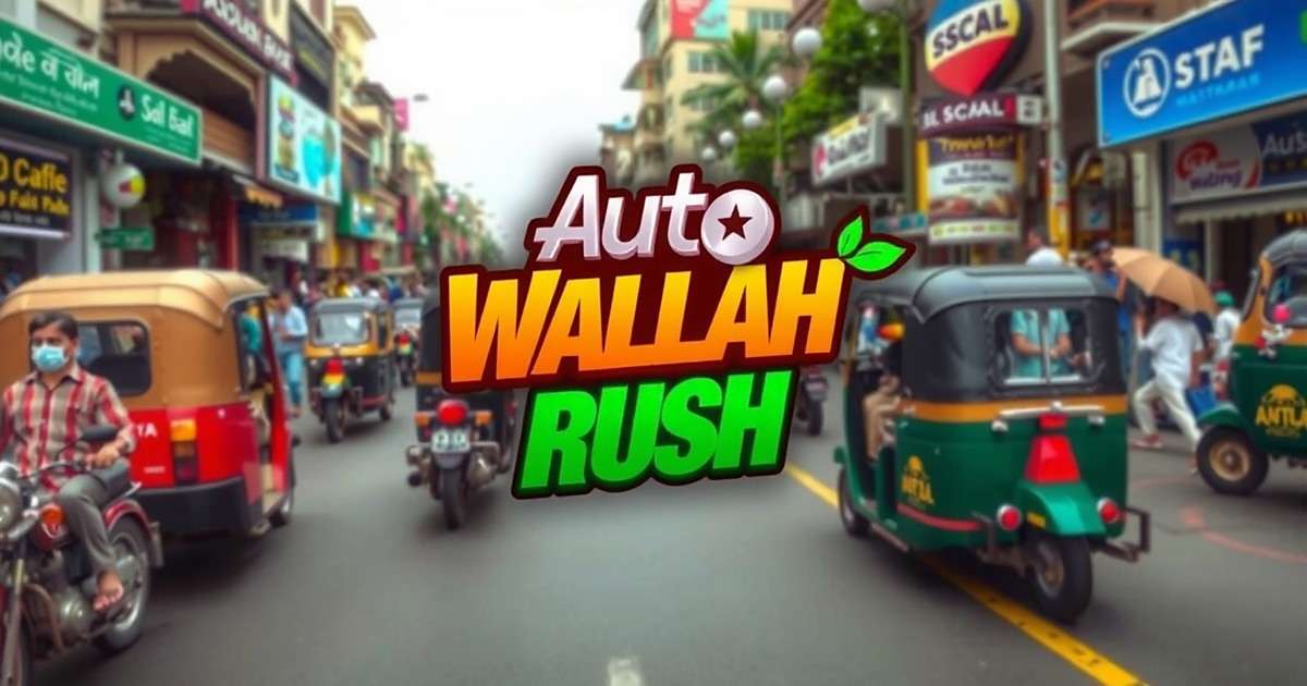 Auto Wallah Rush Game Cover Auto Wallah Rush game cover showing auto rickshaw in busy Indian street