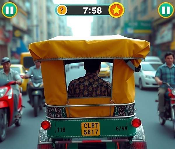 Auto Wallah Rush Street Driving Auto Wallah Rush gameplay showing auto rickshaw in busy street